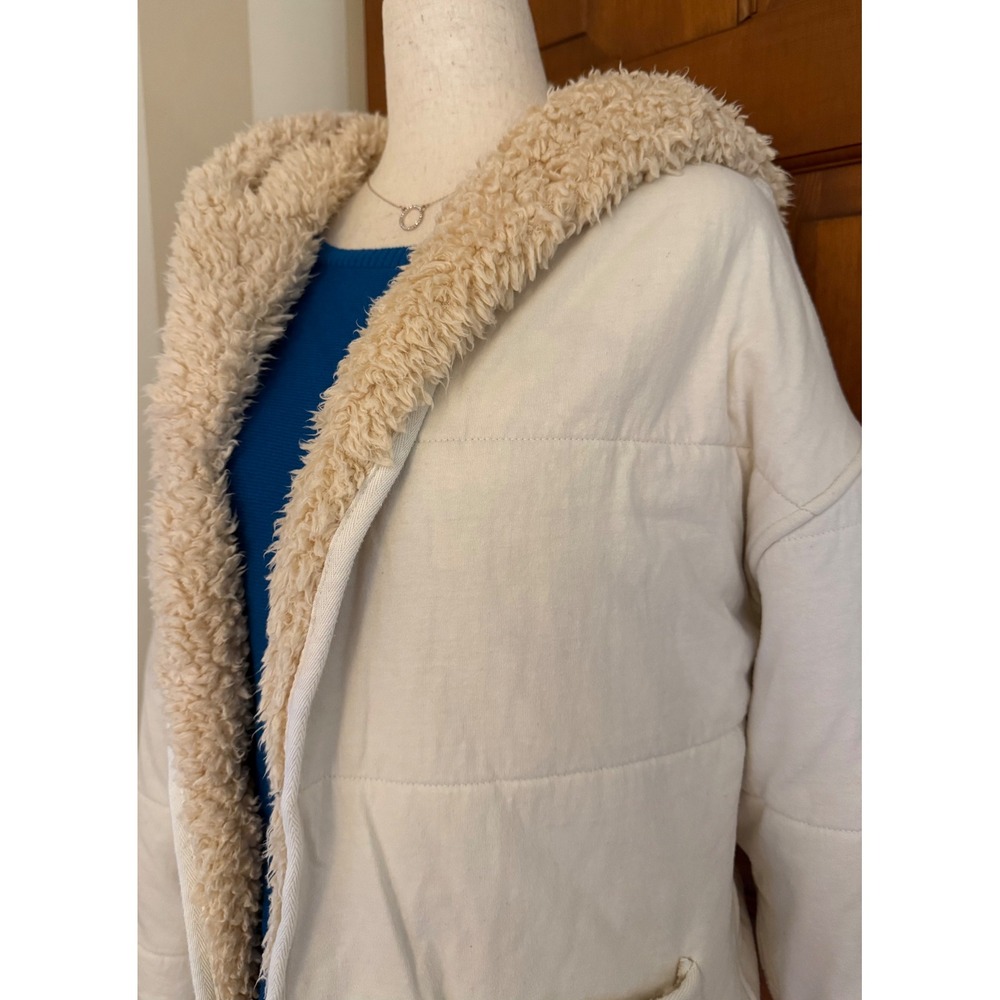 Urban Outfitters Cozy Teddy-Lined Open-Front Jacket‎ Womens M/L Cream Outerwear